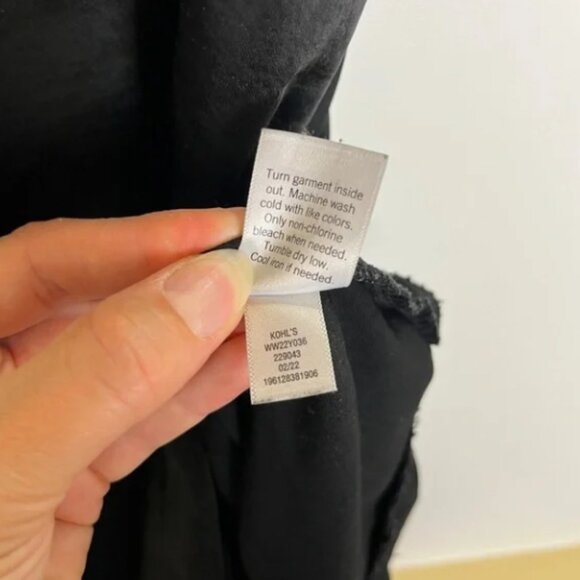 Nine West Black Satin Slip Babydoll Dress L Y2K Coquette Whimsigoth Goth LBD - Picture 4 of 8